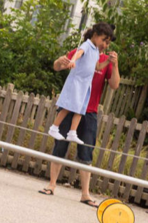 Tightwire Walking in a Circus Skills Workshop